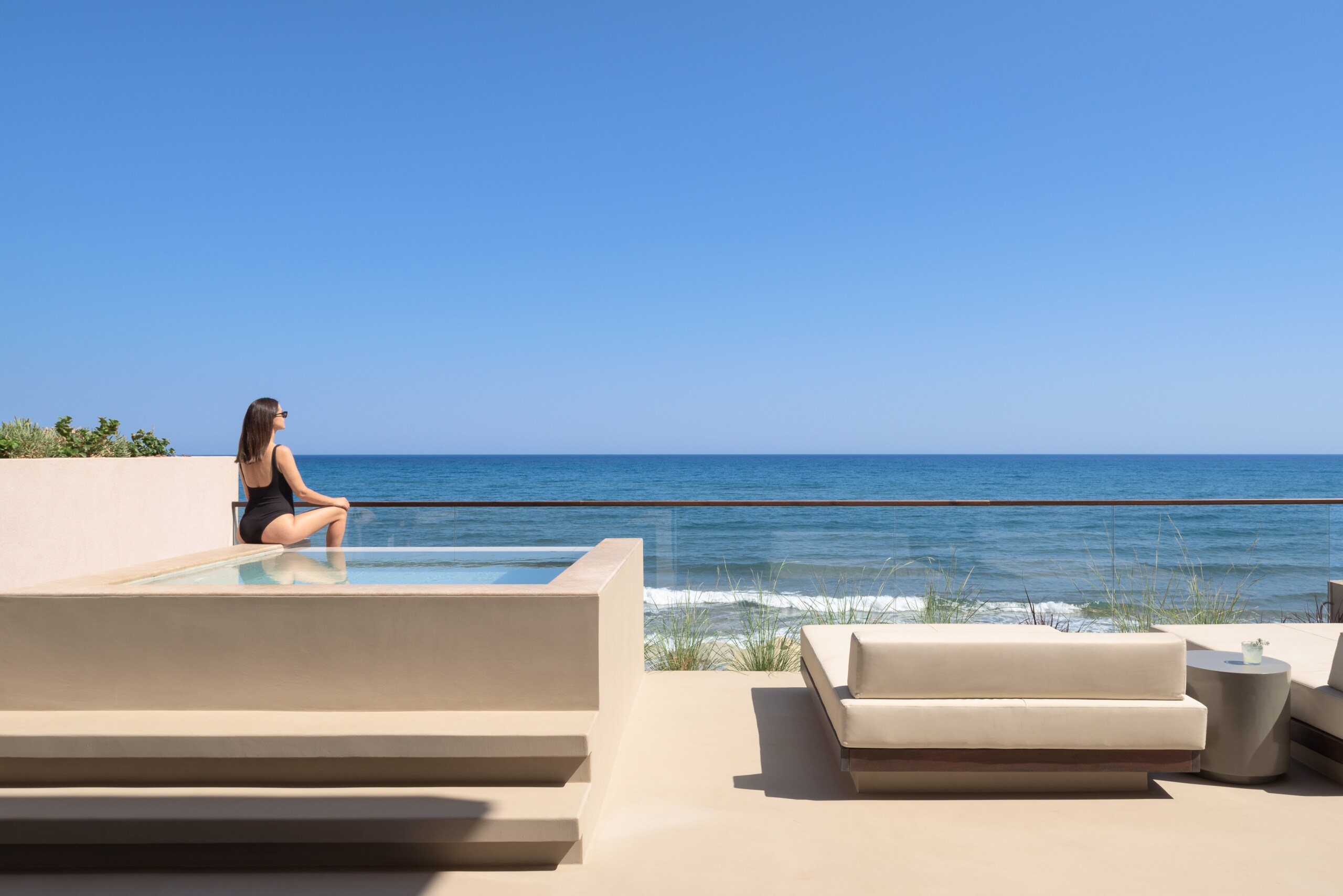 Breath-taking sea views from the roof top terrace at Rothos BeachFront Retreat