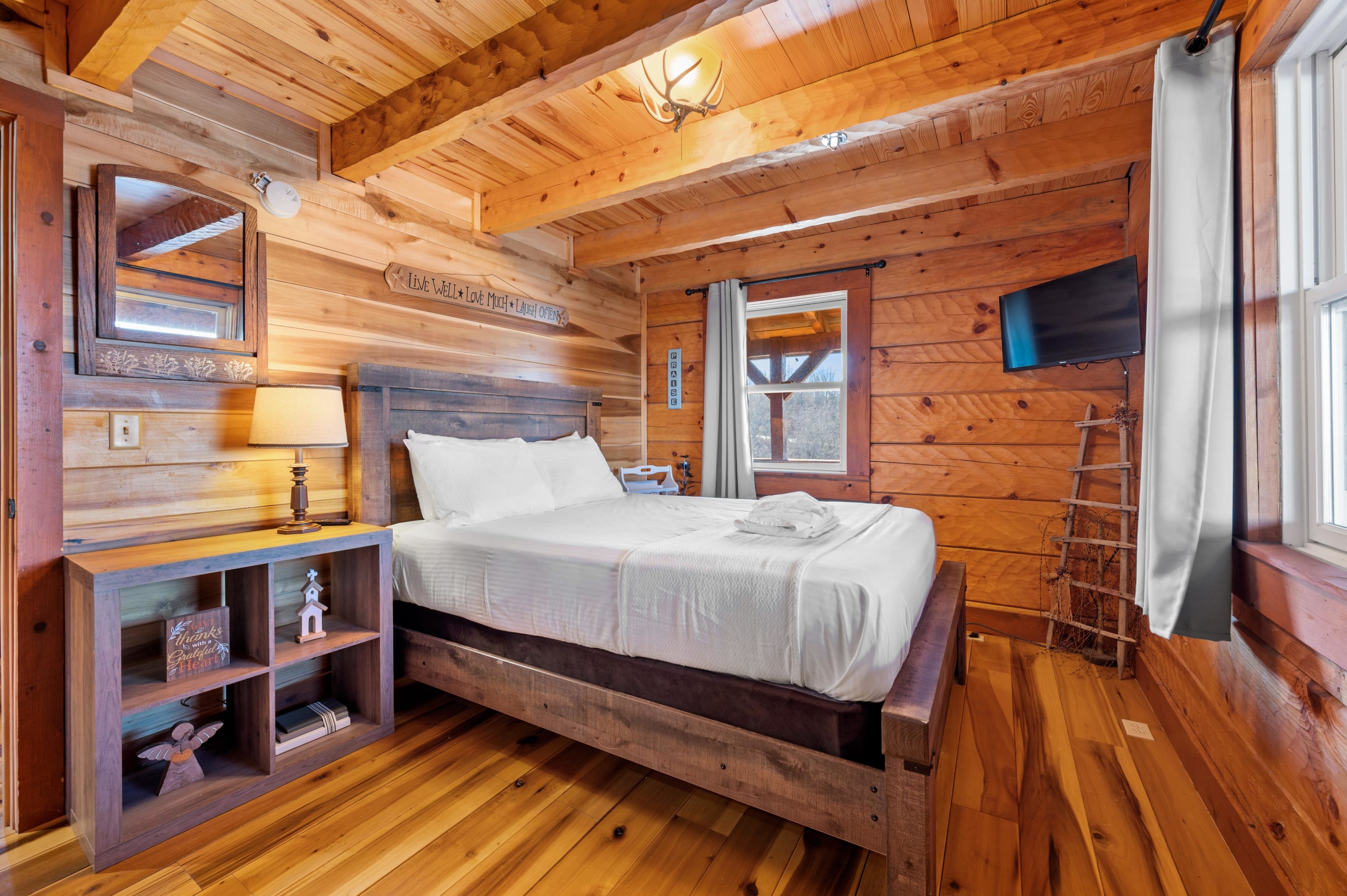 Peaceful bedroom with natural light