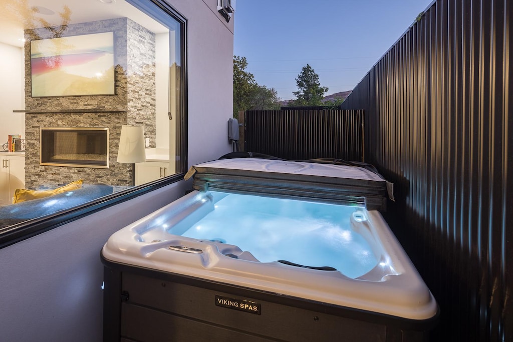 private hot tub on the patio