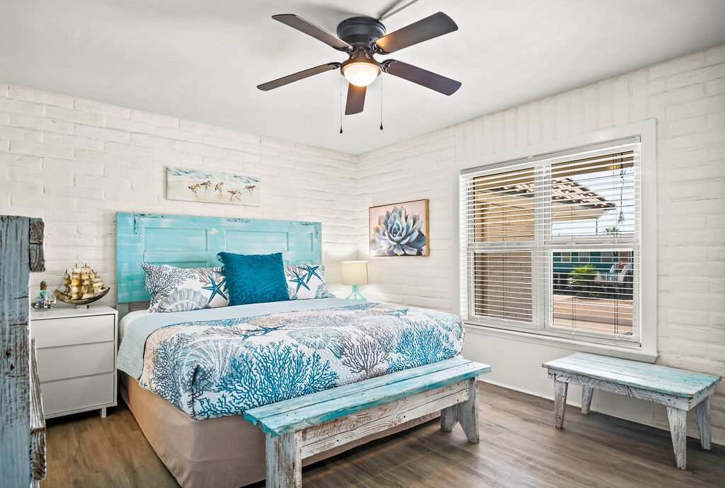 Bedroom 1: Wake up refreshed in our cozy king bedroom, unwind with your favorite shows on the smart TV, and indulge in the luxury of a private ensuite bathroom — your perfect coastal escape awaits.