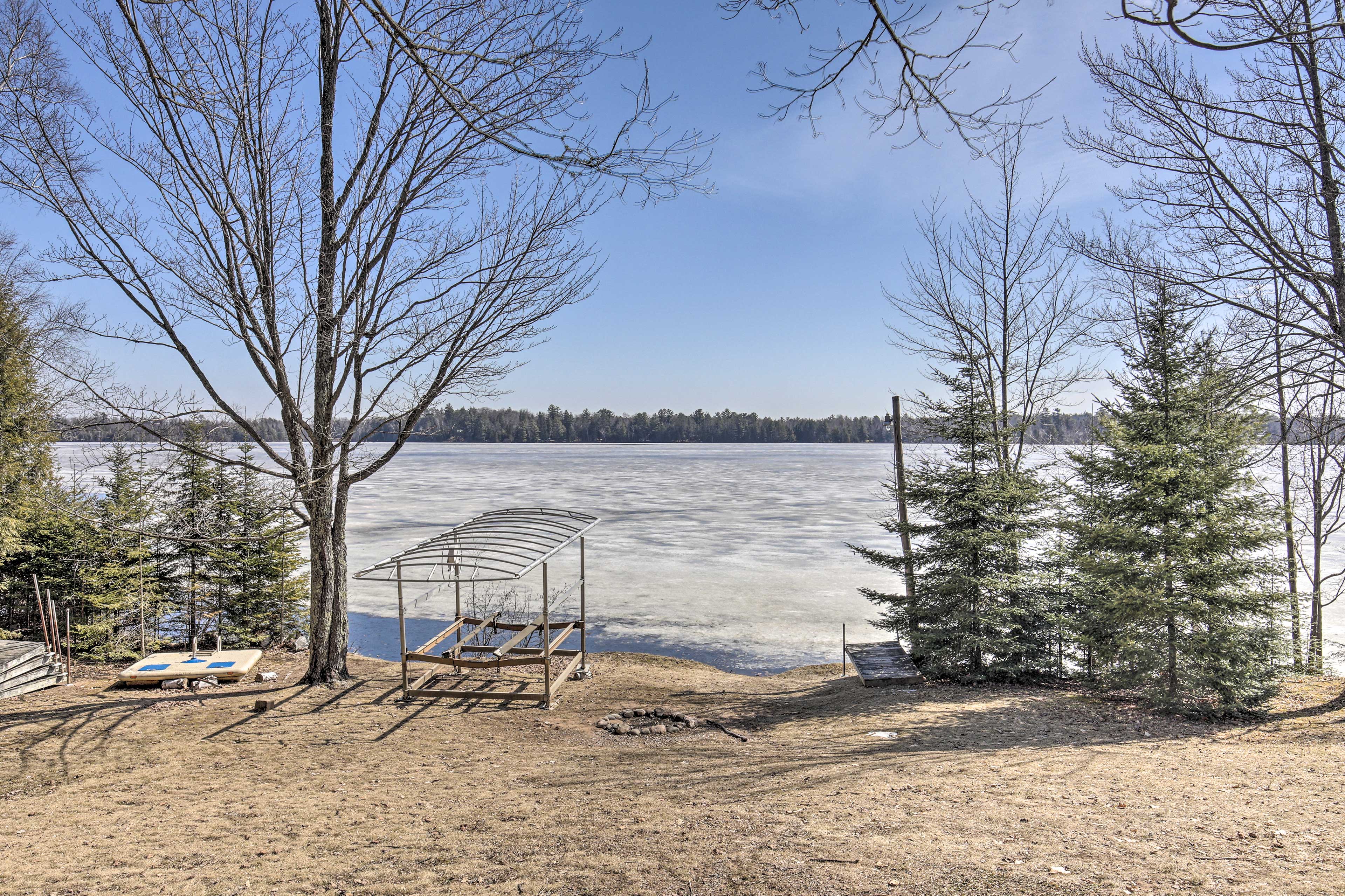 Property Image 2 - Lakefront Escape w/ Fishing Pier & Snowmobiling!