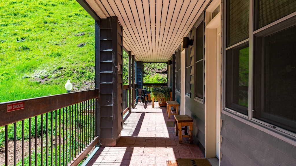 Plenty of outdoor space overlooking the slopes.