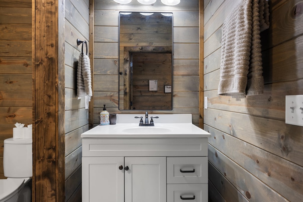 Full bath upstairs in bunk area