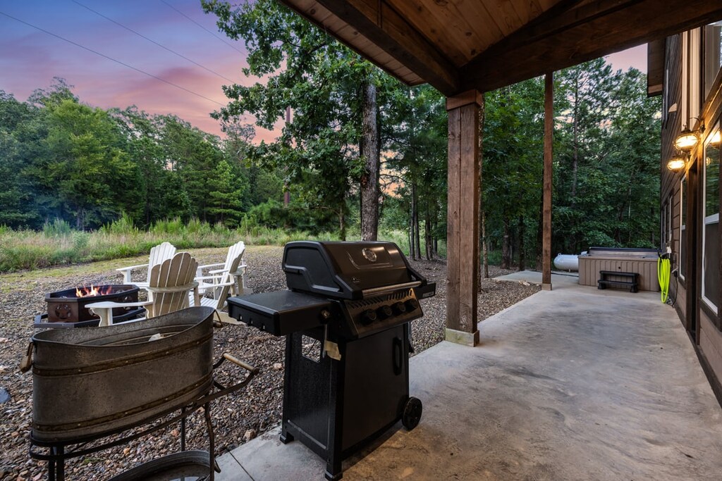 Patio grill with propane hardwired