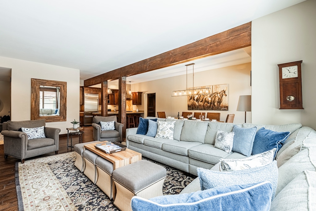 Living room offering a queen sleeper sectional sofa