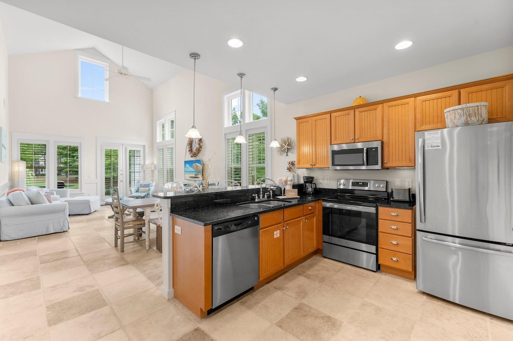 Open Concept Living, Dining & Kitchen