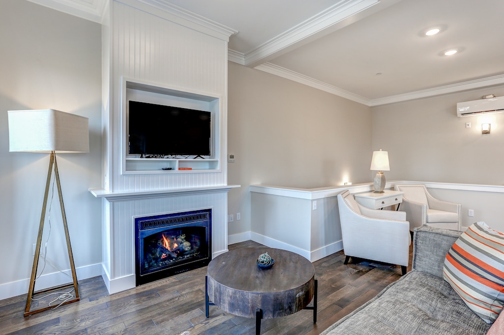 Gas fireplace and flat screen TV