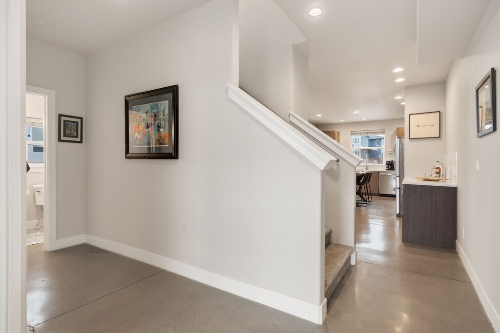 Stairway to Bedrooms 2 and 3 | There is a main floor bedroom and bathroom!