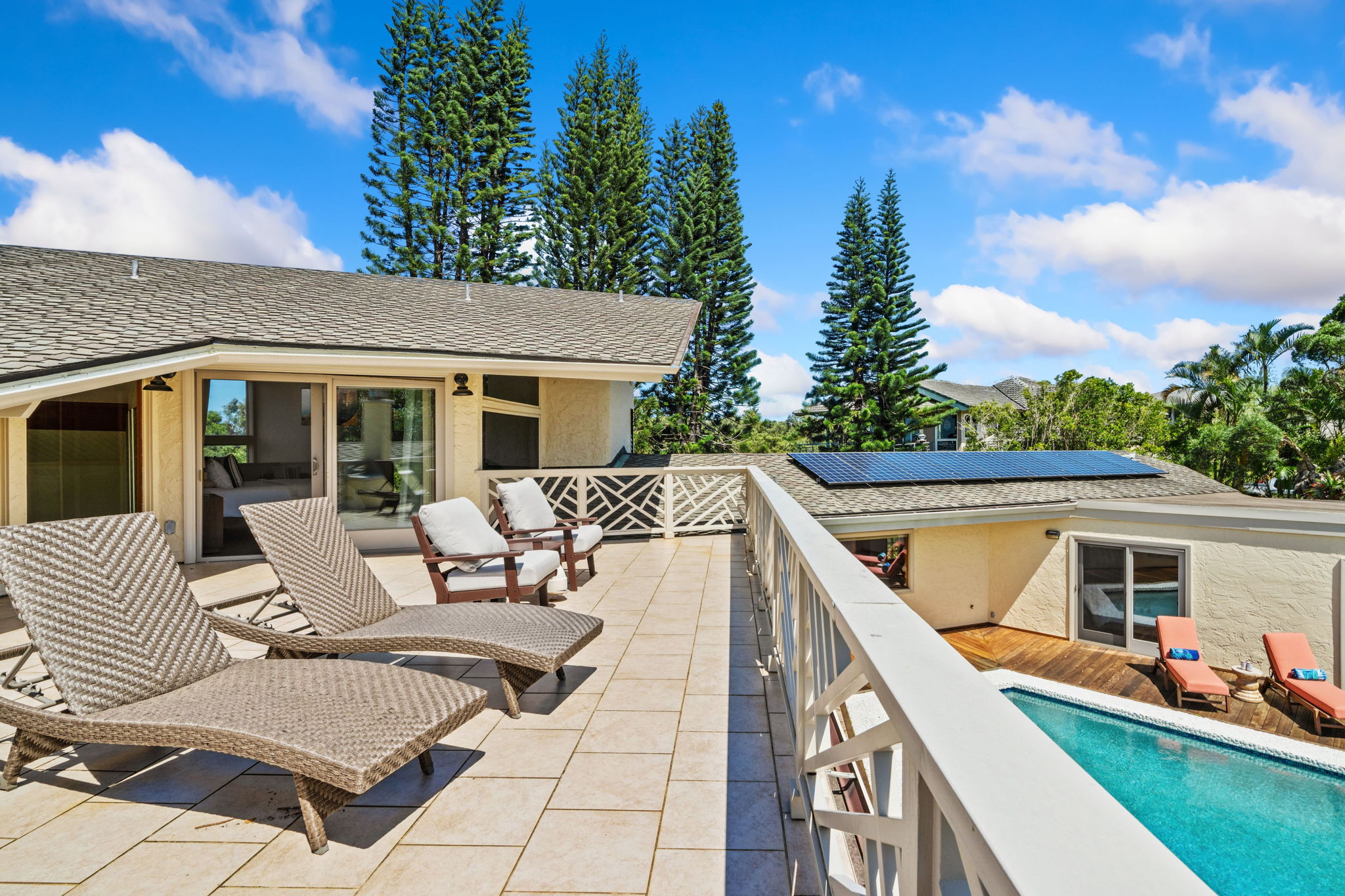 Master suite balcony overlooking the pool