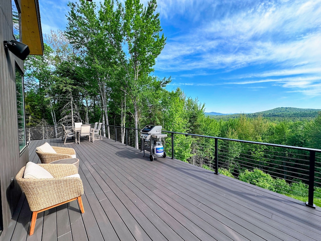 Summer on the patio with dining area and grill