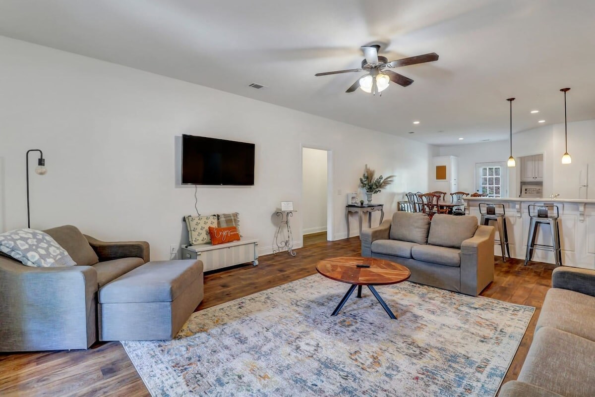 This is a view of the living room from the front door!