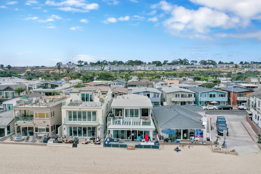 Aerial view of the home from the beach