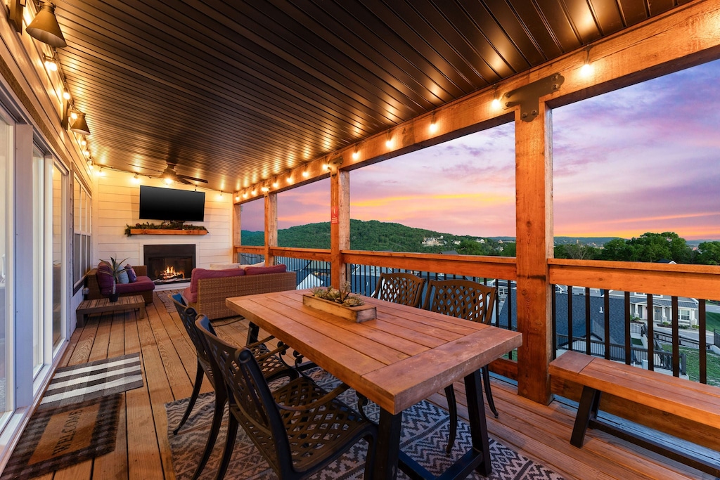 Evening  Ambience on the Deck Under A Purple Sky