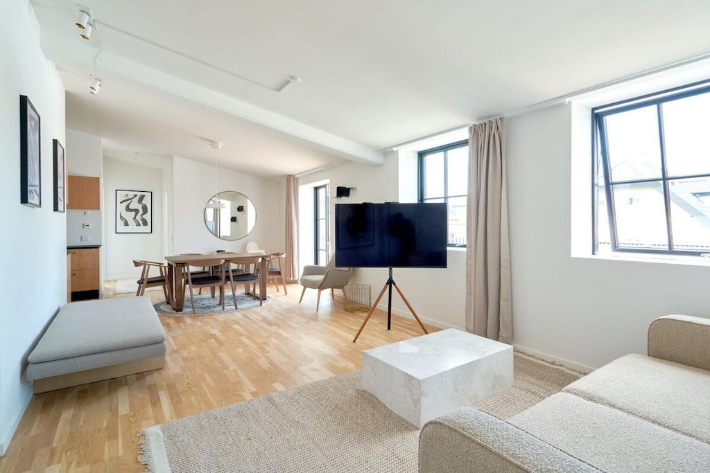 For those who love to unwind with their favorite shows or movies, our large TV offers a premium viewing experience that's sure to impress