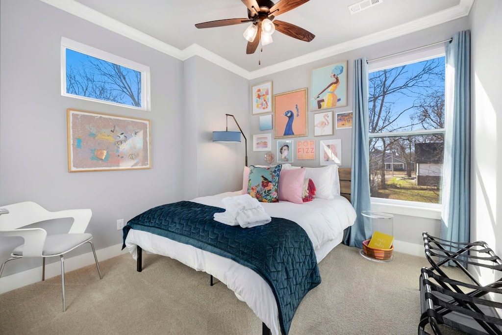 This is the second bedroom with a Queen size bed, and a nearby bathroom.