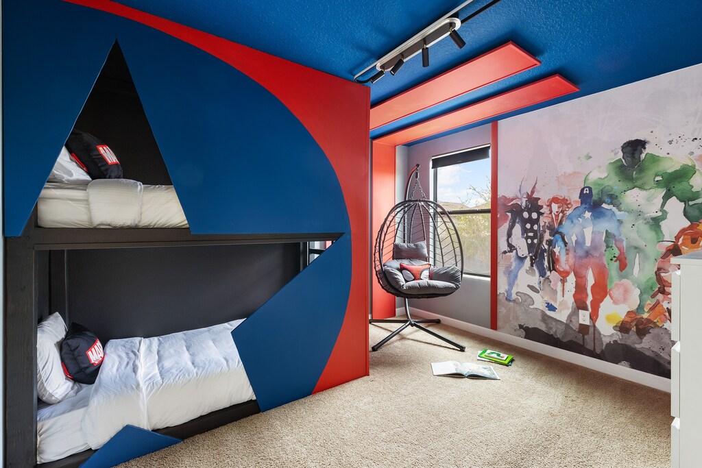 Unleash your inner superhero in our Marvel inspired bedroom.