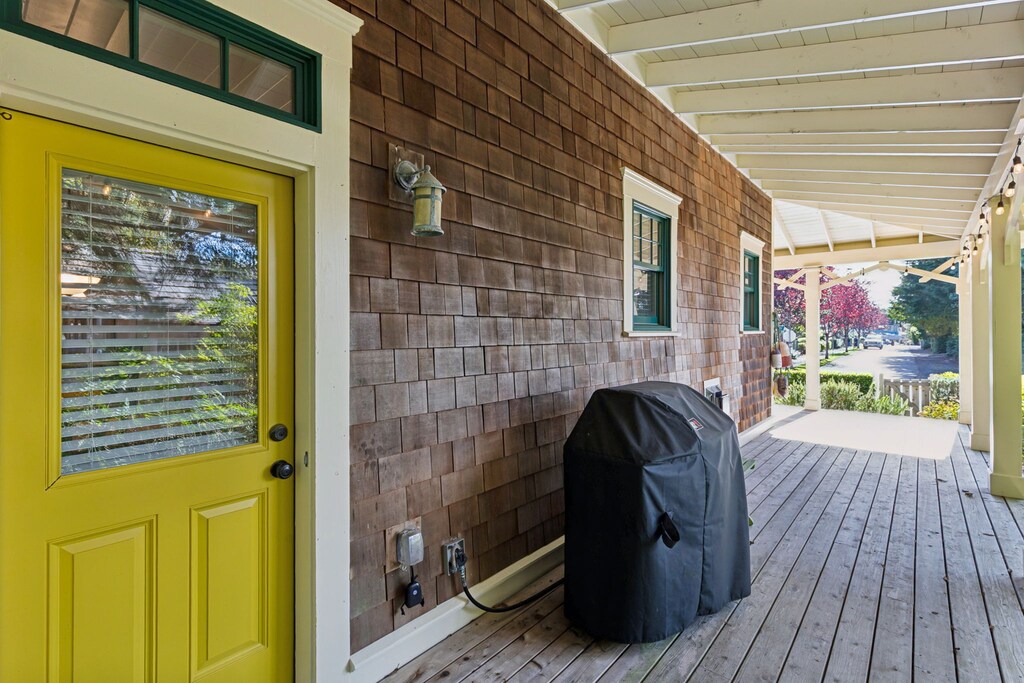 Deck with BBQ off the dining room