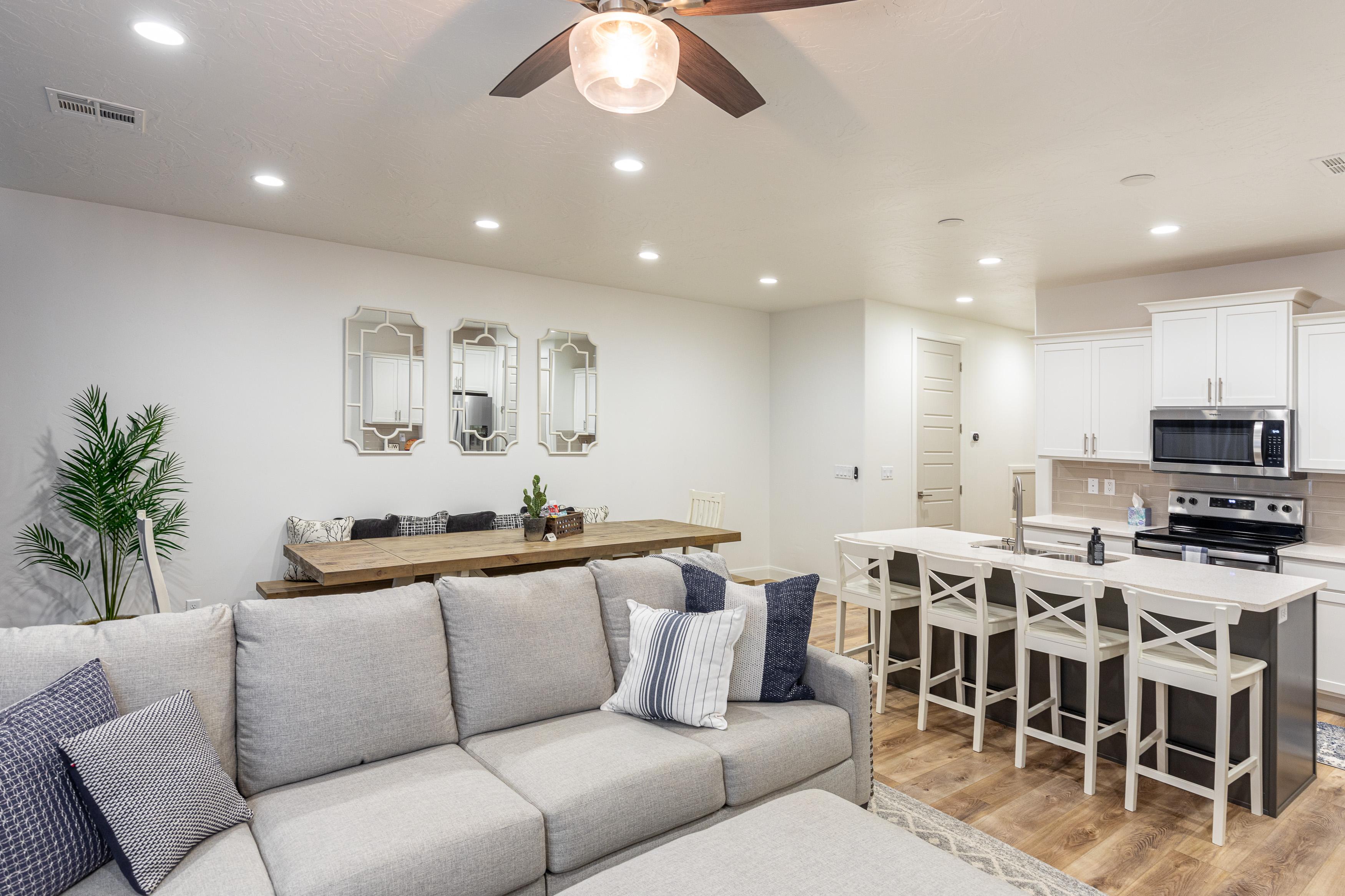 The Living Room is conveniently located adjacent to the Kitchen and Dining Table and is a great place for entertaining guests during downtime.