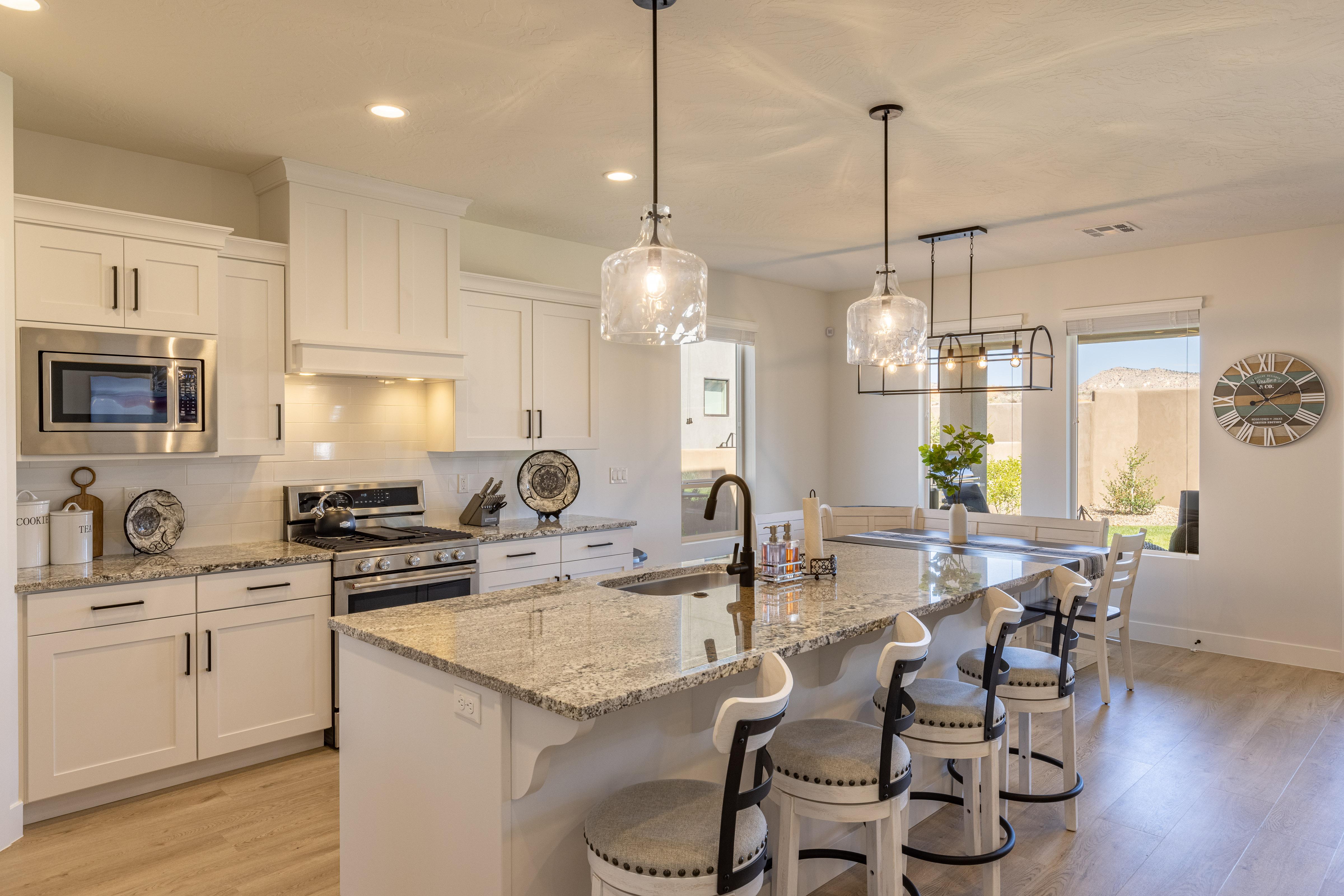 The Kitchen Island comfortably seats 4 adults and creates a great space for serving and preparing meals. 