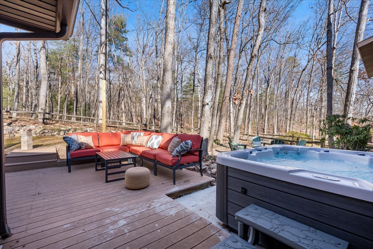 Outdoor Living Room w/ Hot Tub beside it