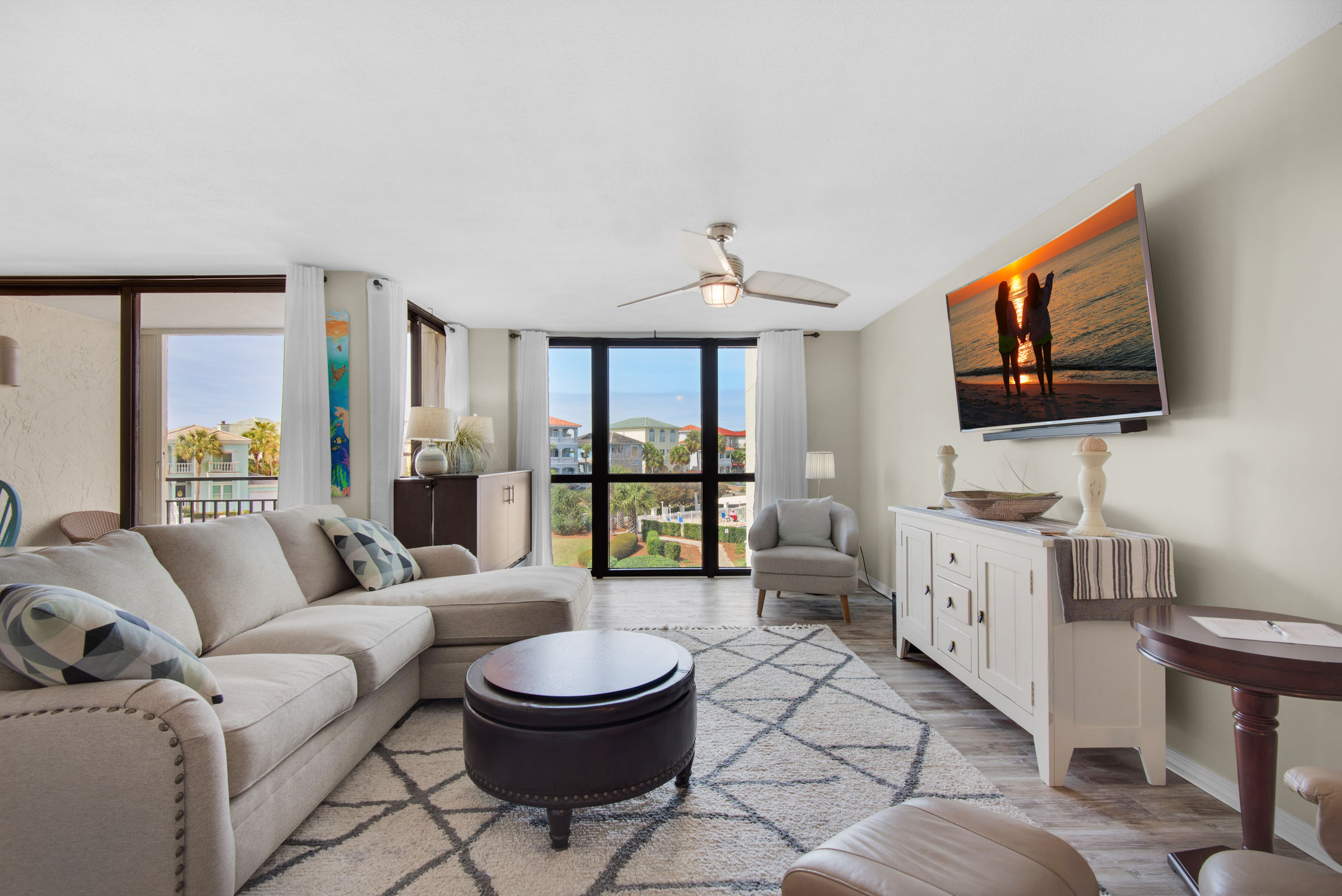 Living room with large flat screen TV