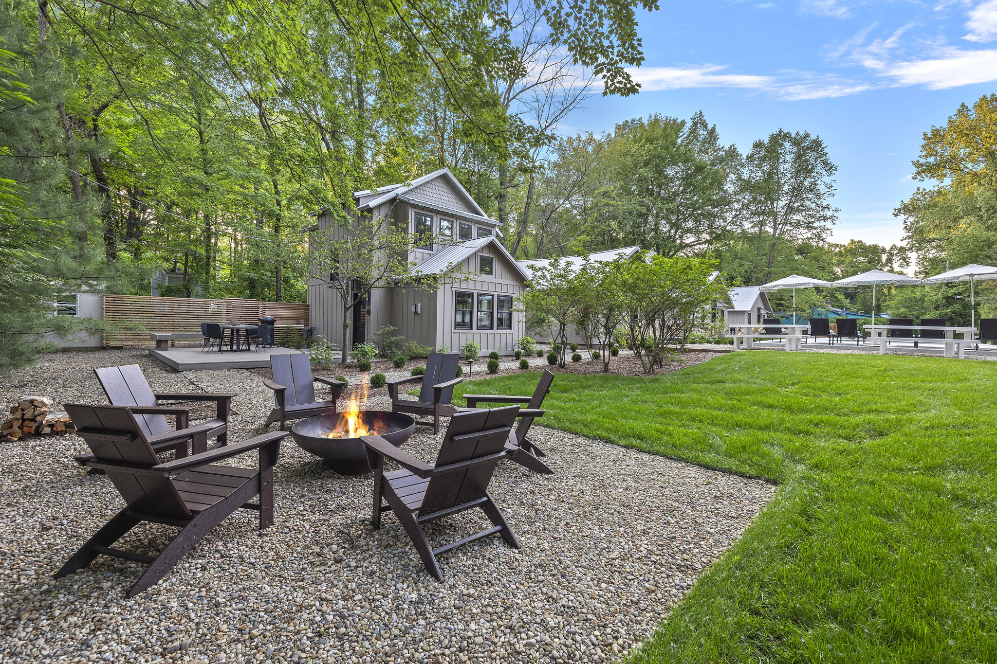 elaxing evenings by the fire pit under the stars.