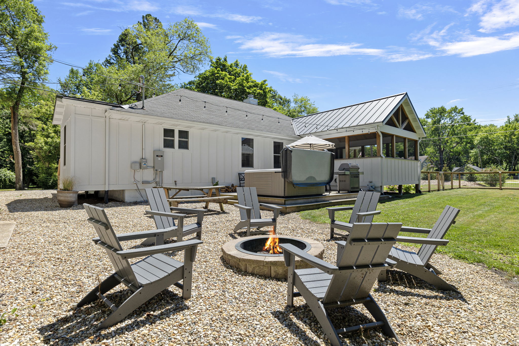 Ease and enjoyment - You with your Peeps in Adirondack chairs around a firepit.