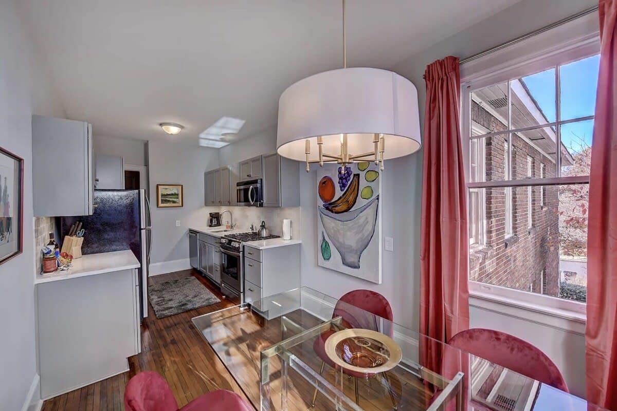 View of the kitchen area from the dining room