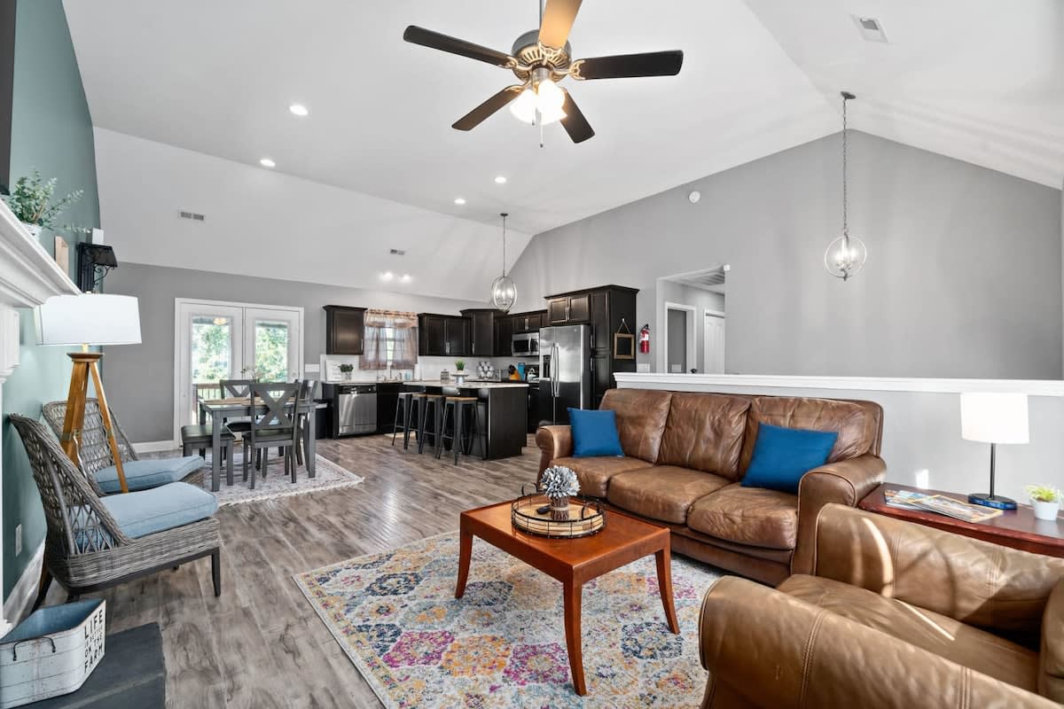 Open layout with dining room and living room space