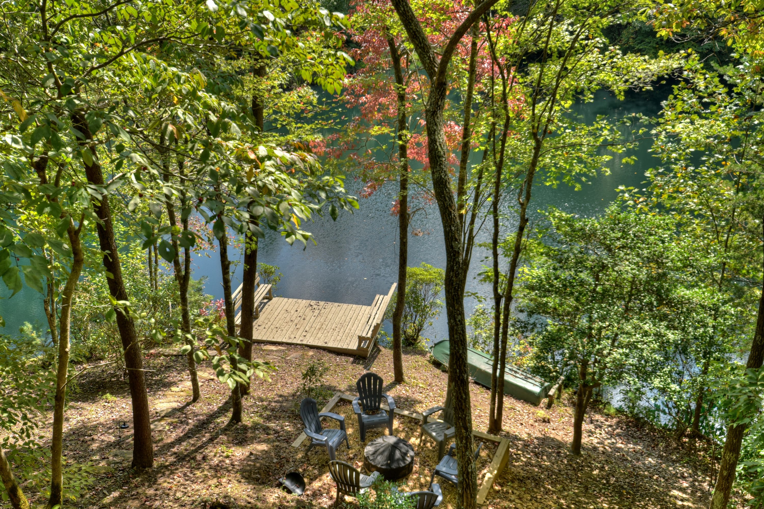 View from main level deck overlooking lake