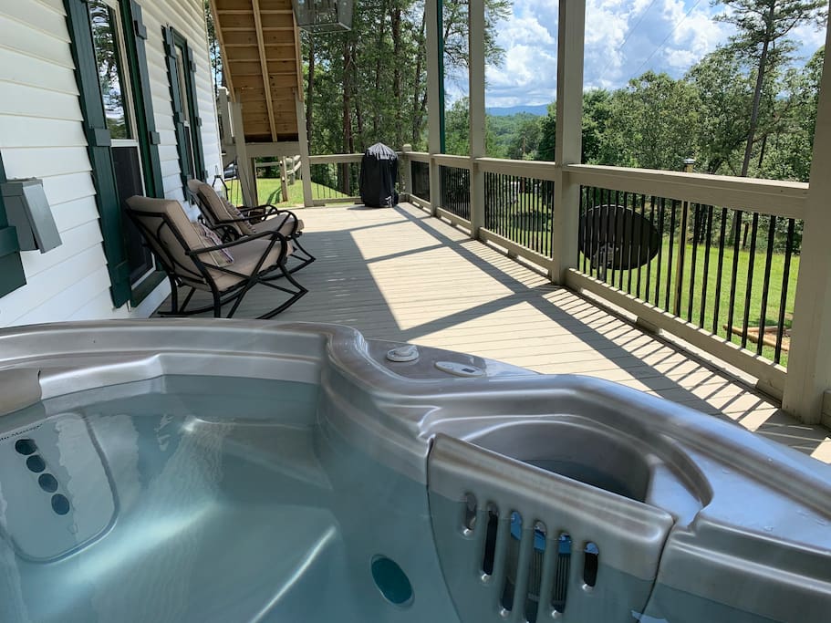 Hot tub on lower porch