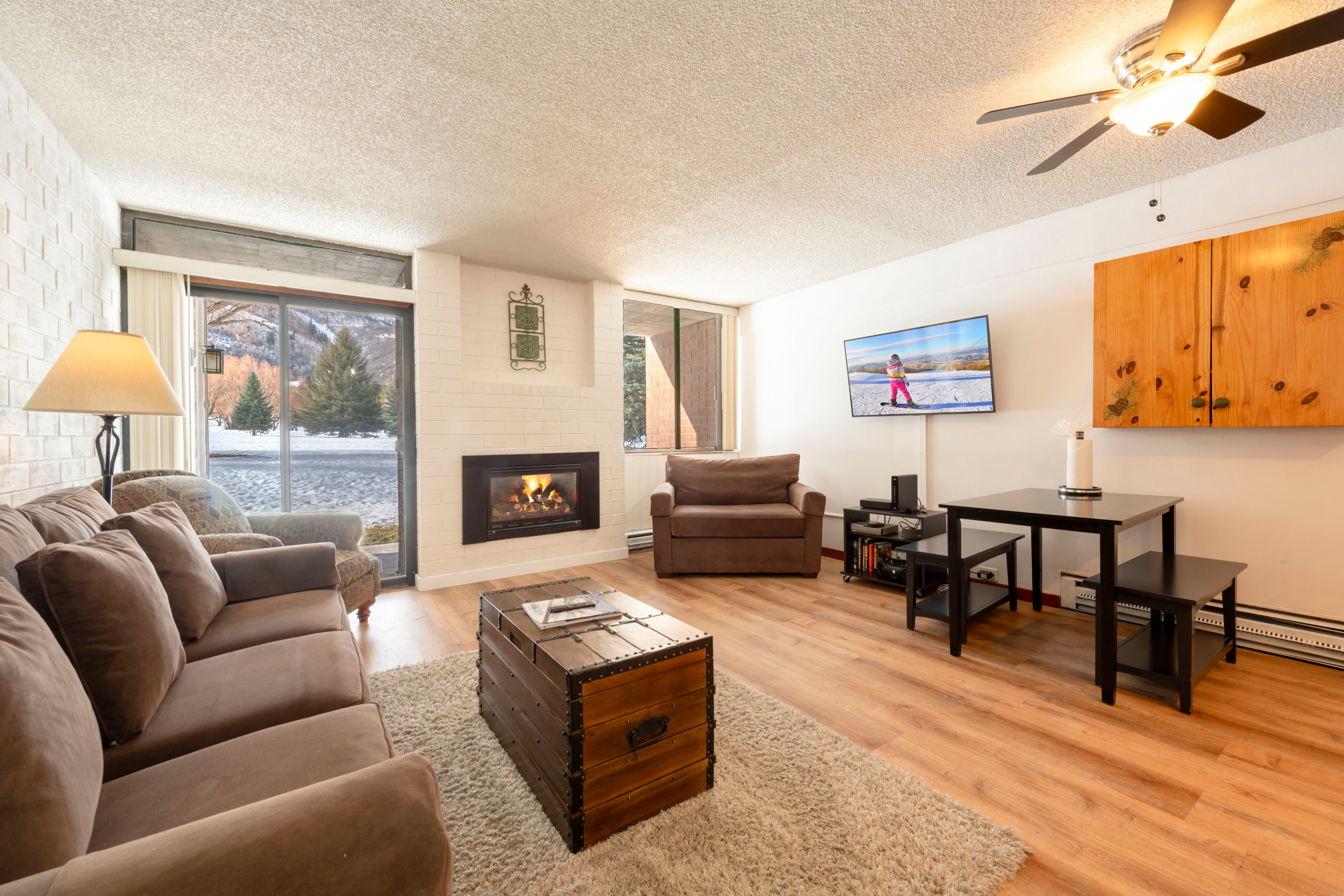 Your perfect Park City vacation rental starts here — cozy up by the fire and make yourself at home after a day of mountain adventures.  Twin chair sleeper plus a full sized sleeper are available in the living room.