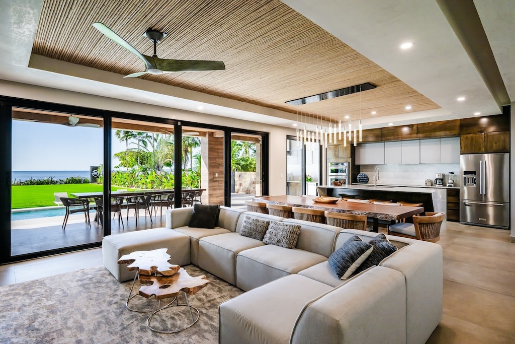 Downstairs: Embrace joyful seaside gatherings.