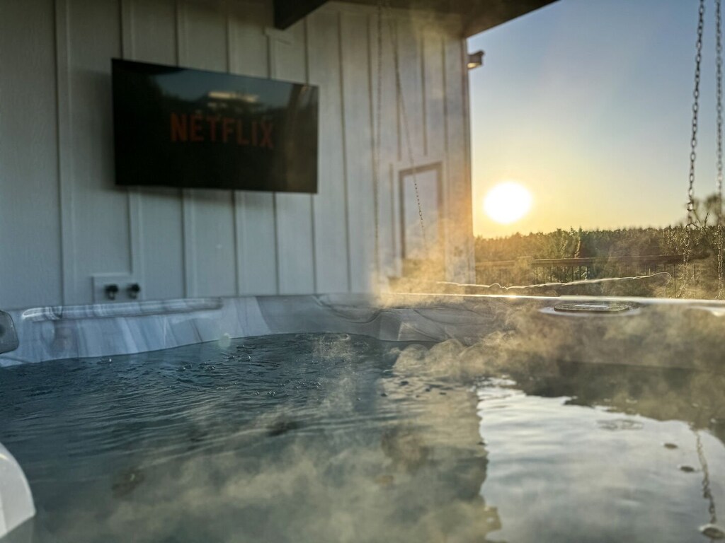 Nothing like a steaming soak awash in dawnlight--with a little Netflix to keep you company.