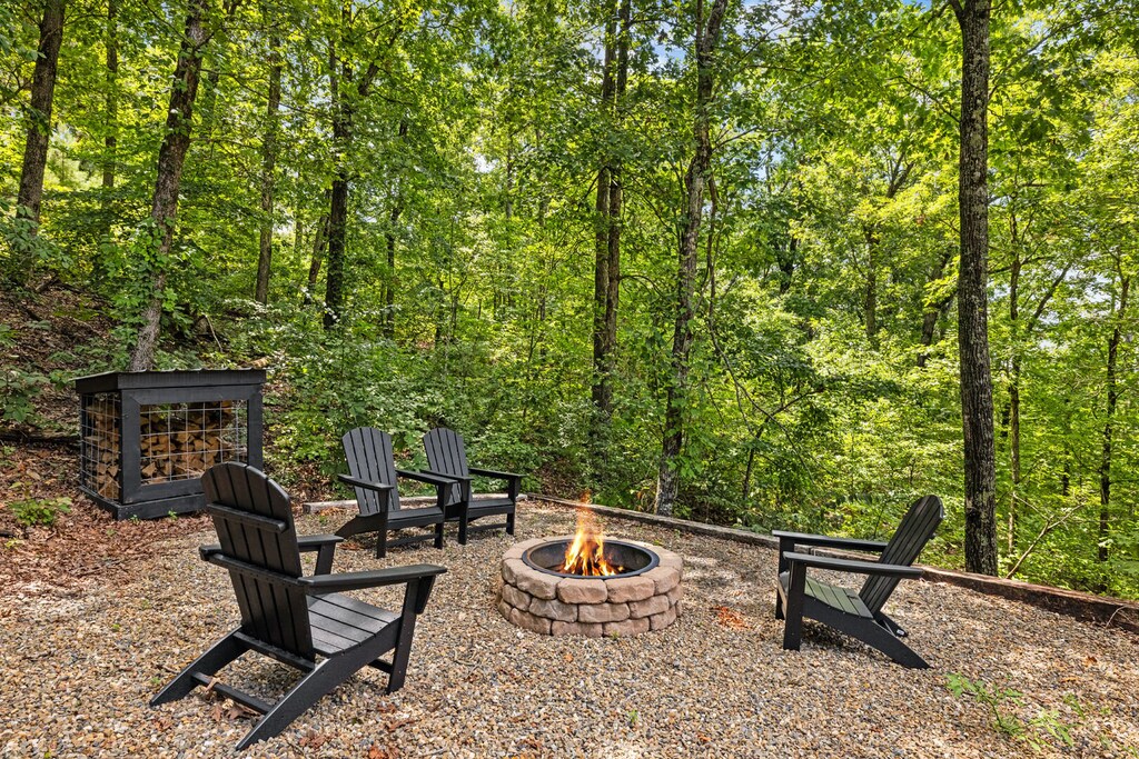 Fire pit with firewood provided