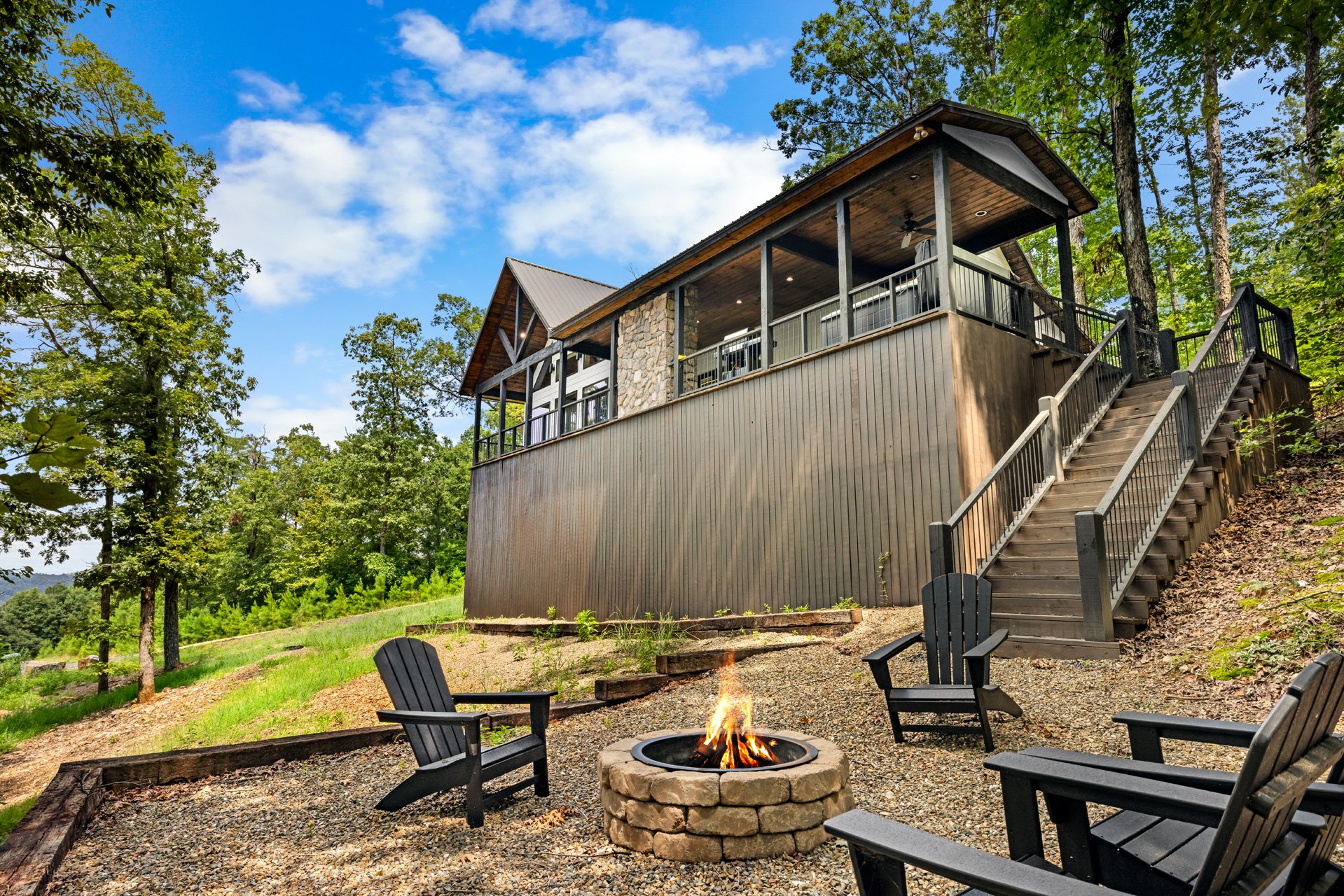 Fire pit with firewood provided