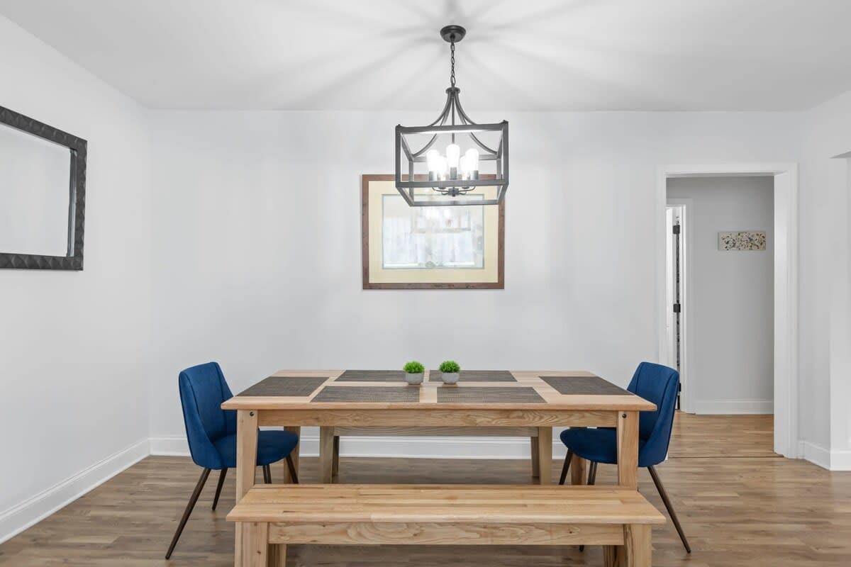 Dining table with bench seating