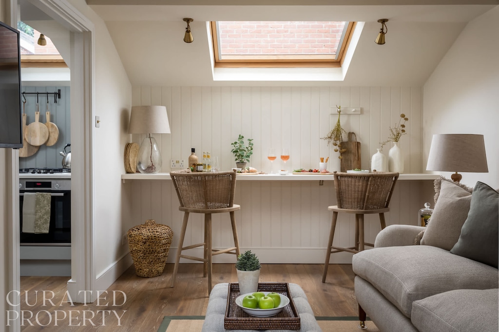 Living room and dining space