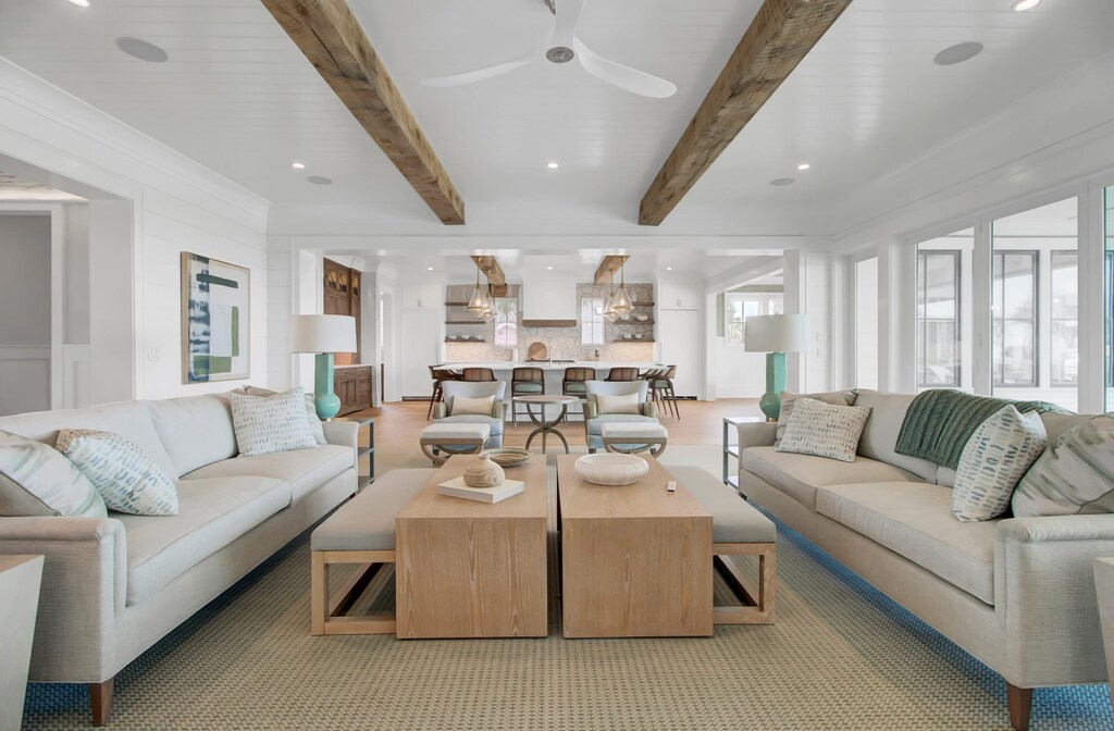 Open-concept living spaces with an elegant touch of wood.