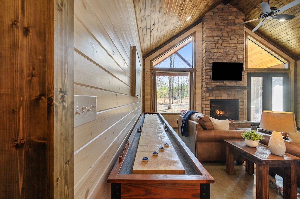 Shuffleboard game for guest enjoyment.