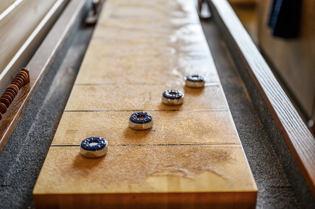 Shuffleboard game for guest enjoyment.