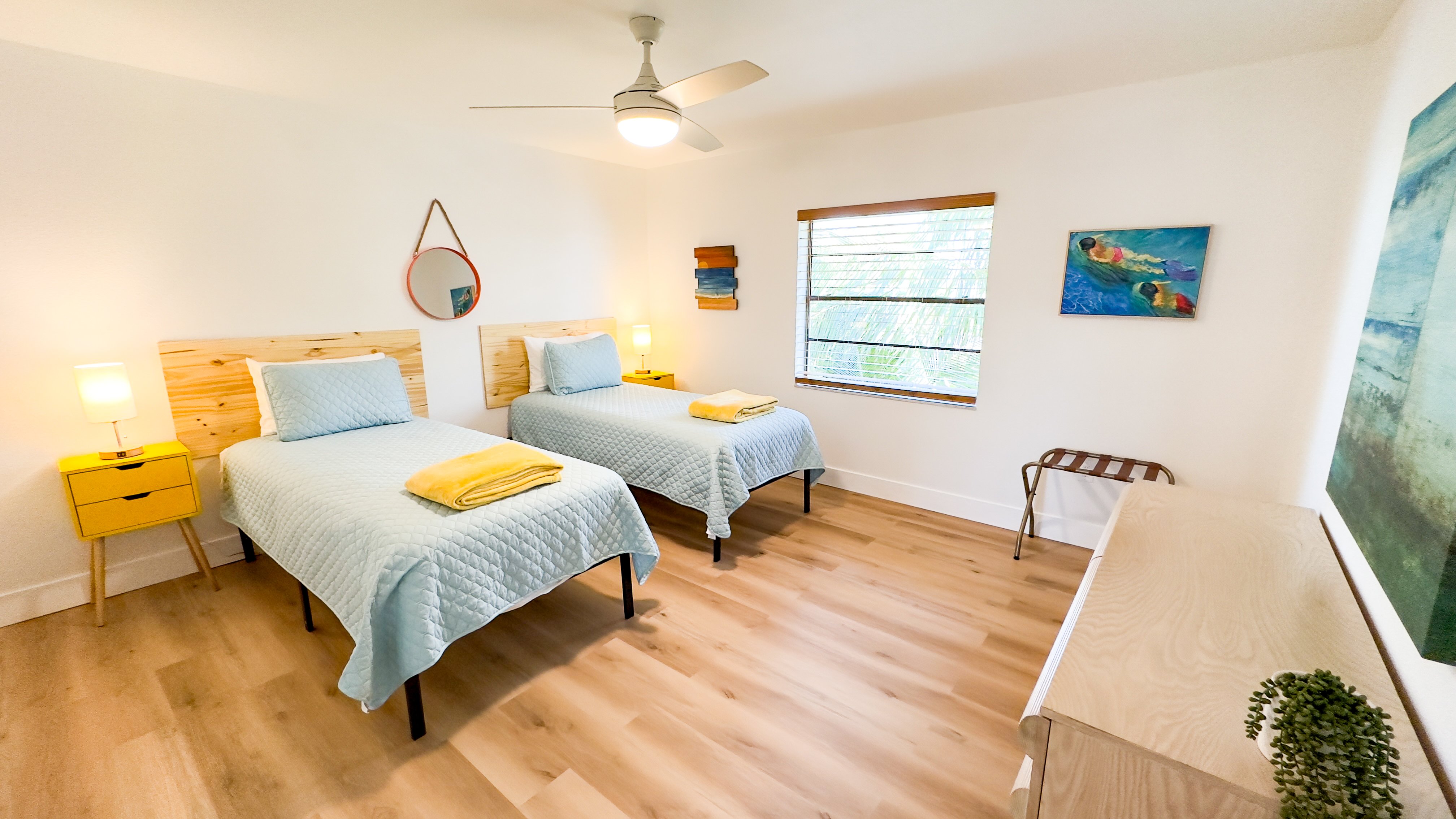 Cozy guest bedroom featuring two twin beds