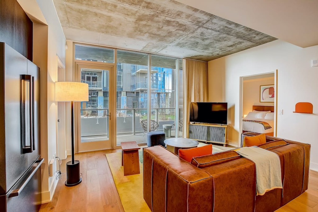 Open living room with smart tv