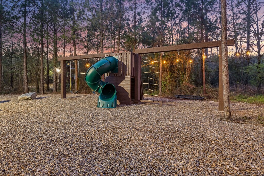 Swing set and slide out back