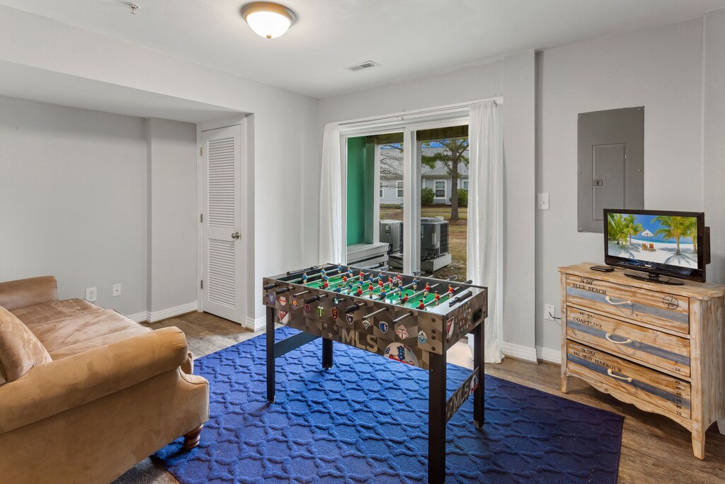 The Game Room with a Foosball Table and Flat Screen TV is great for spending some time together with your loved ones.
