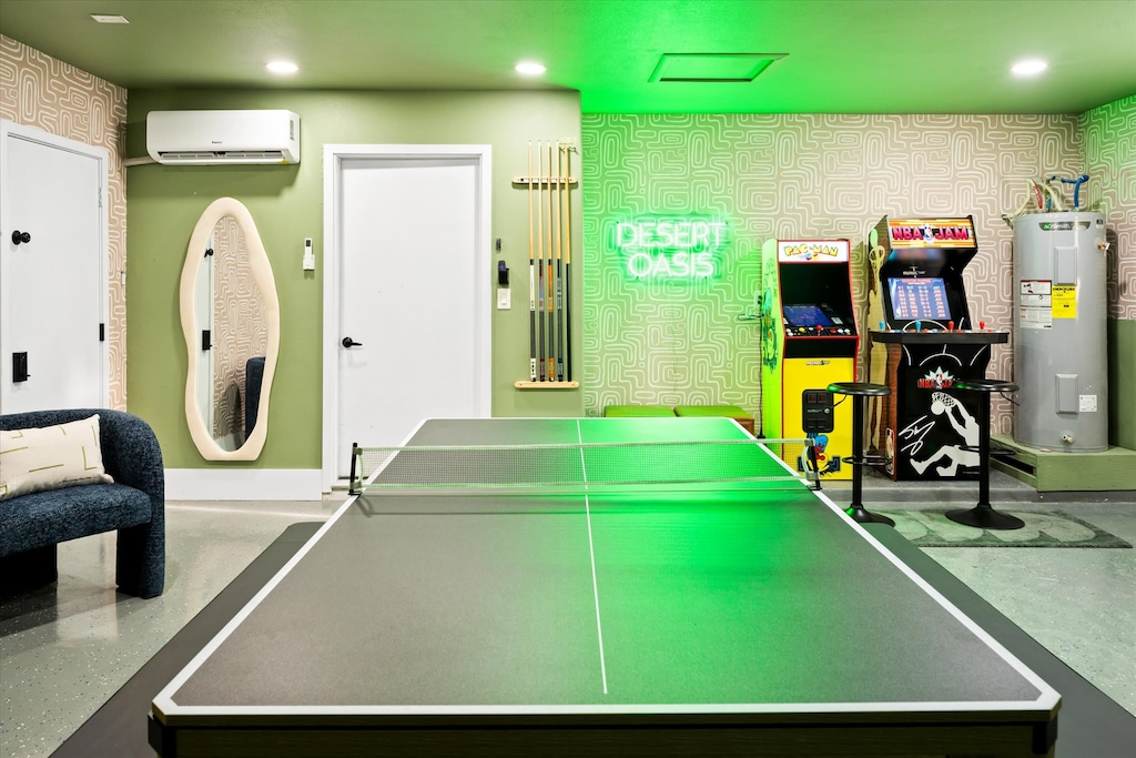 Welcome to our game room, a true desert oasis with a ping pong table and arcade game ready for endless entertainment!