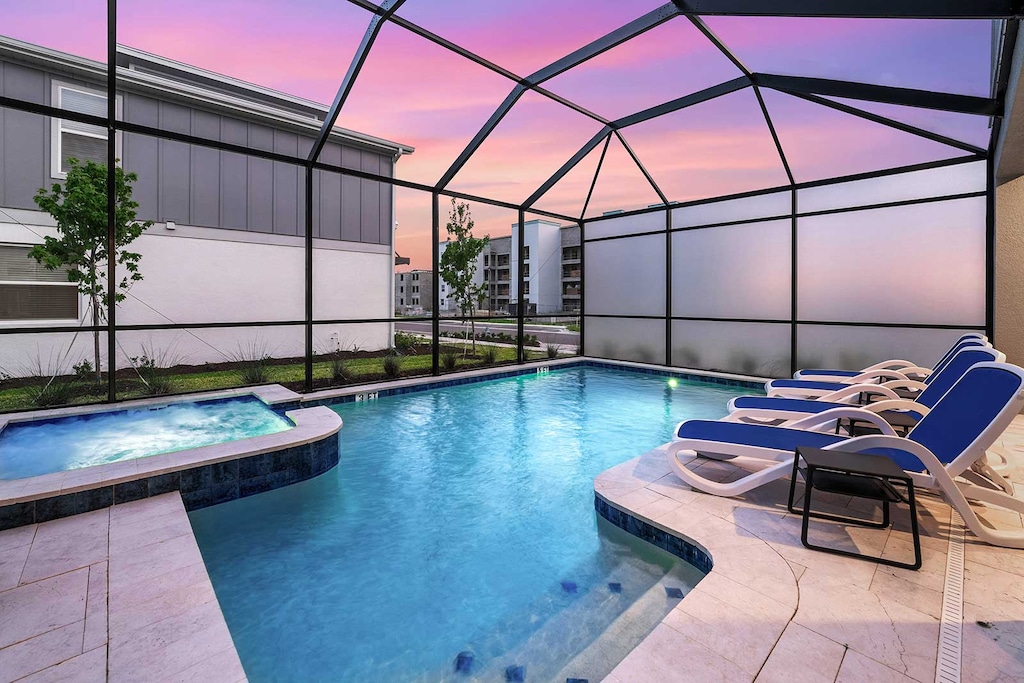 Private Pool & Patio at Twilight