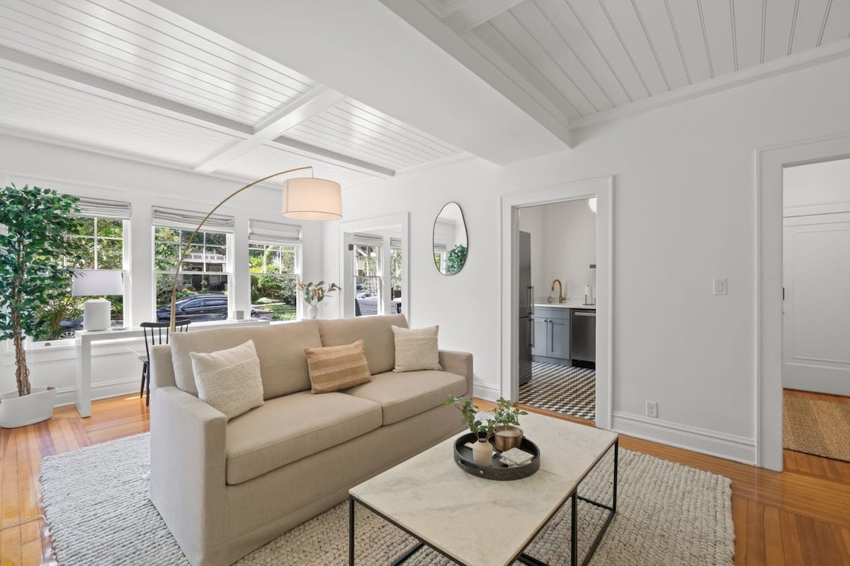 Sunlit Living Area with Queen Sized Sofa Bed