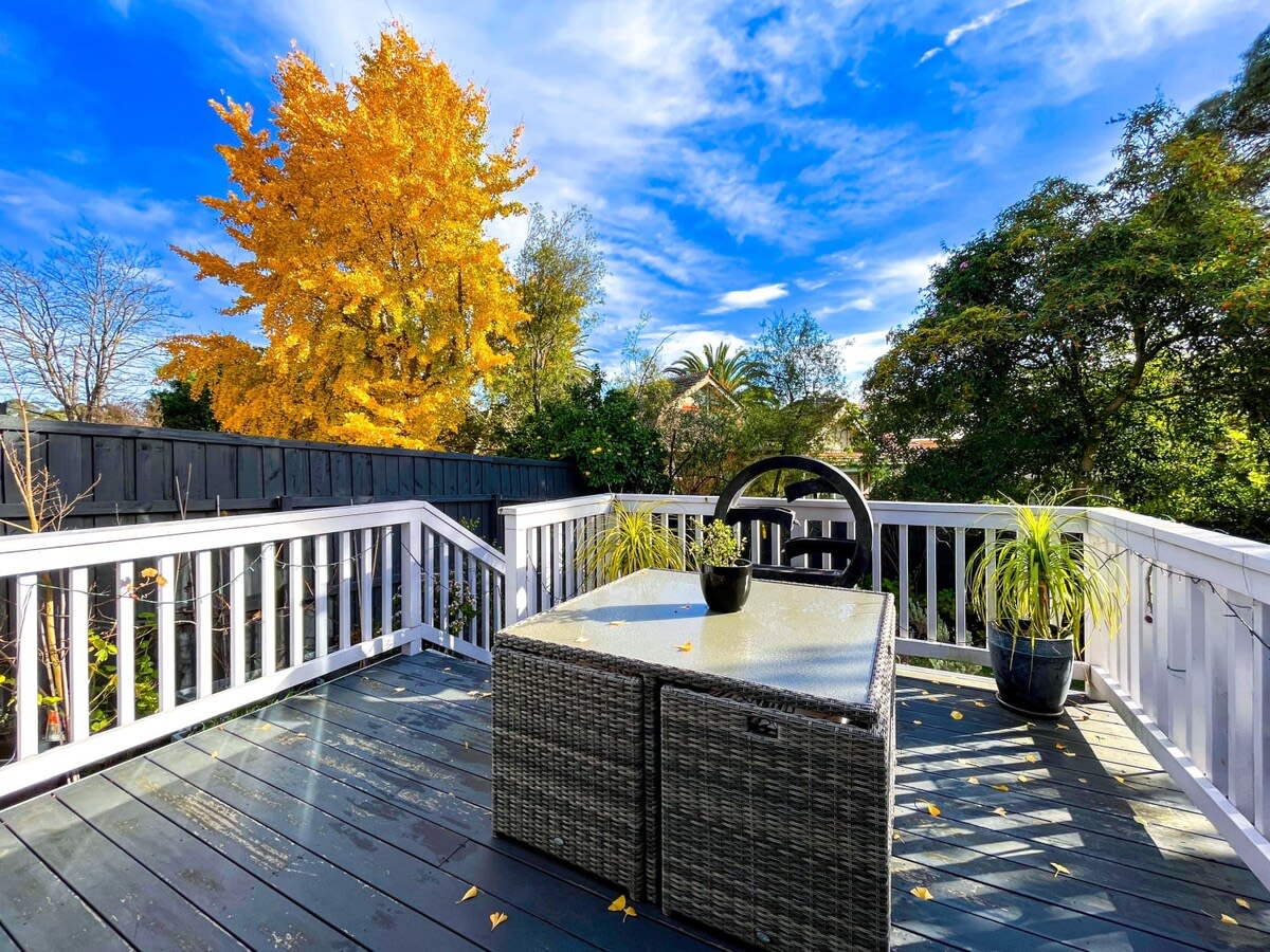 Patio with beautiful backyard view