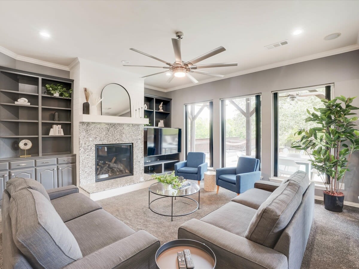 Featuring cozy hardwood floors and a spacious vaulted ceiling for an open comfortable atmosphere, this living space was designed for creating great memories with family and friends!
